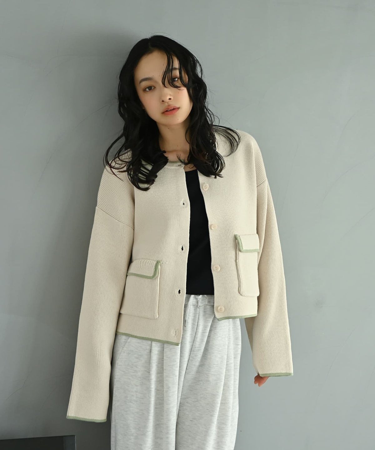 着用イメージ 167cm アイボリー