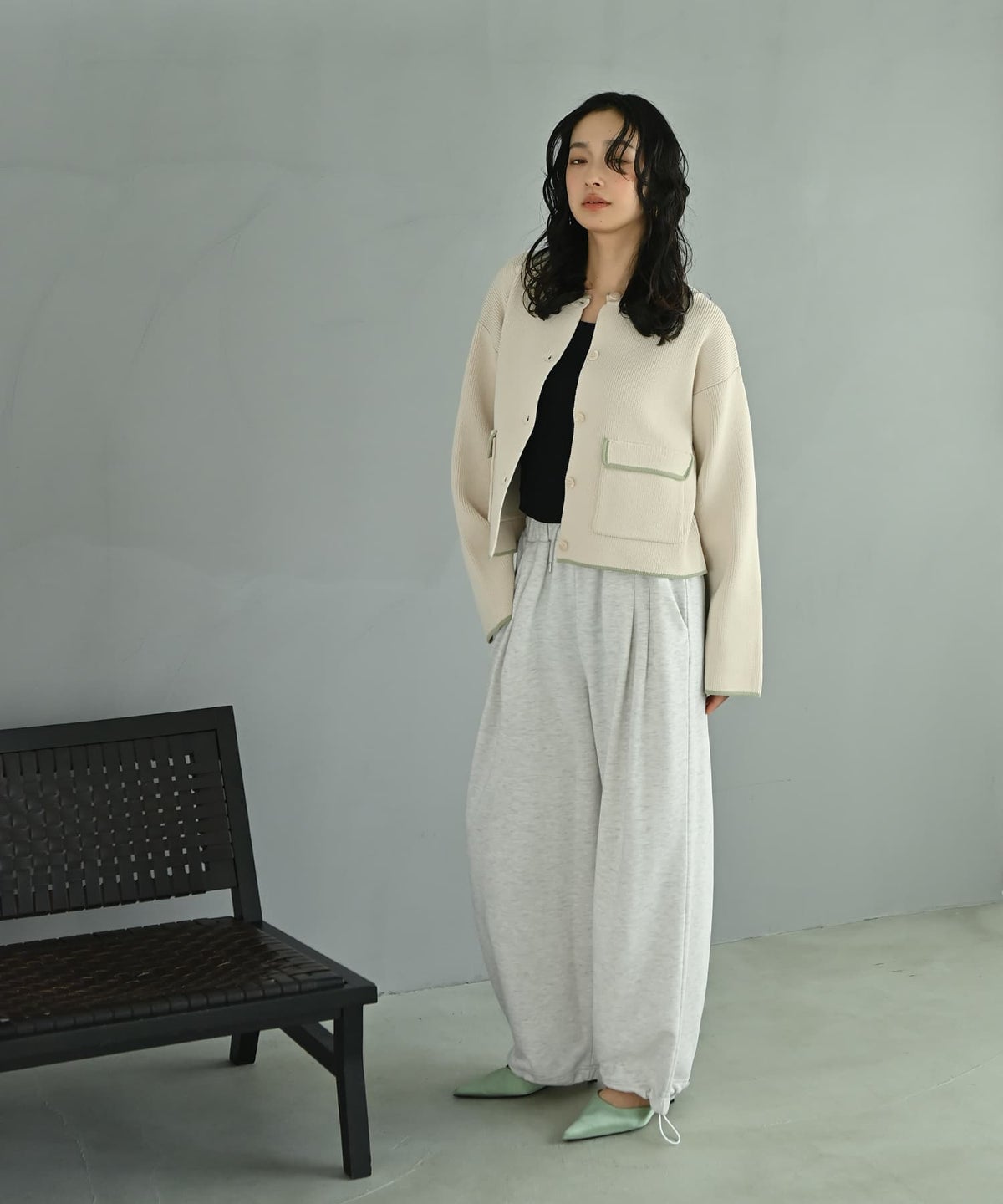 着用イメージ 167cm アイボリー