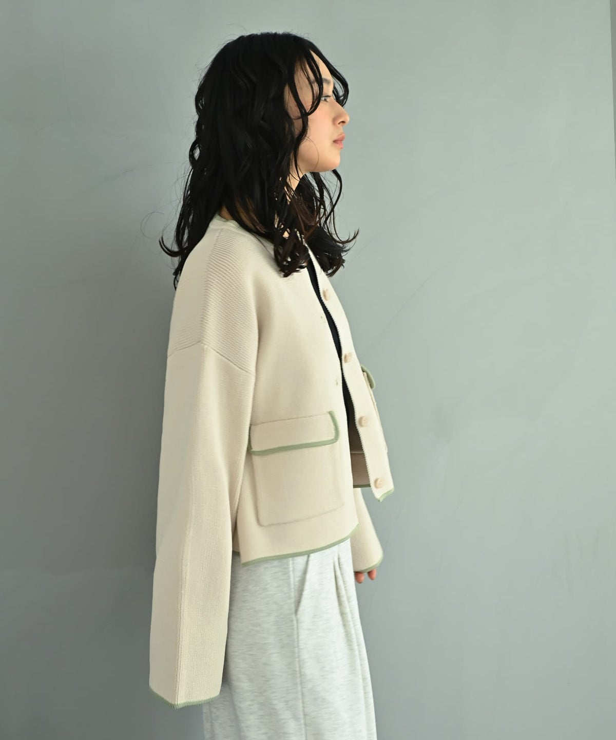 着用イメージ 167cm アイボリー