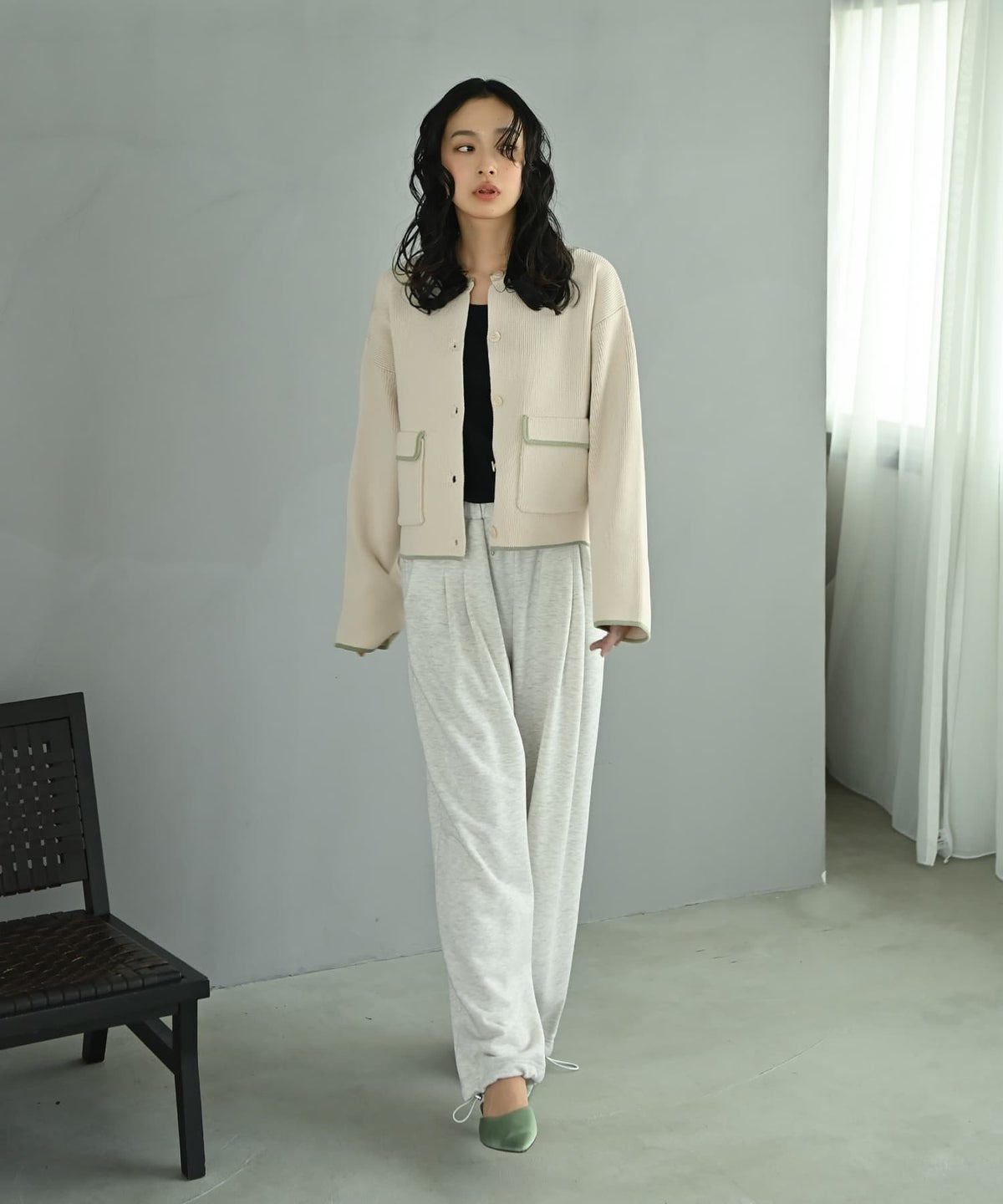 着用イメージ 167cm アイボリー