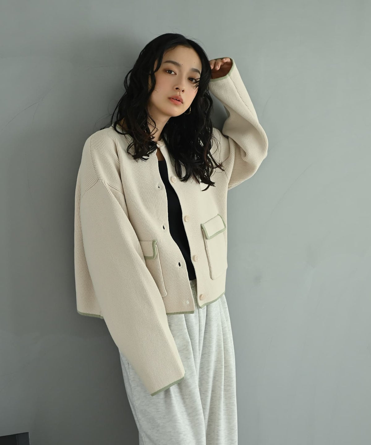 着用イメージ 167cm アイボリー