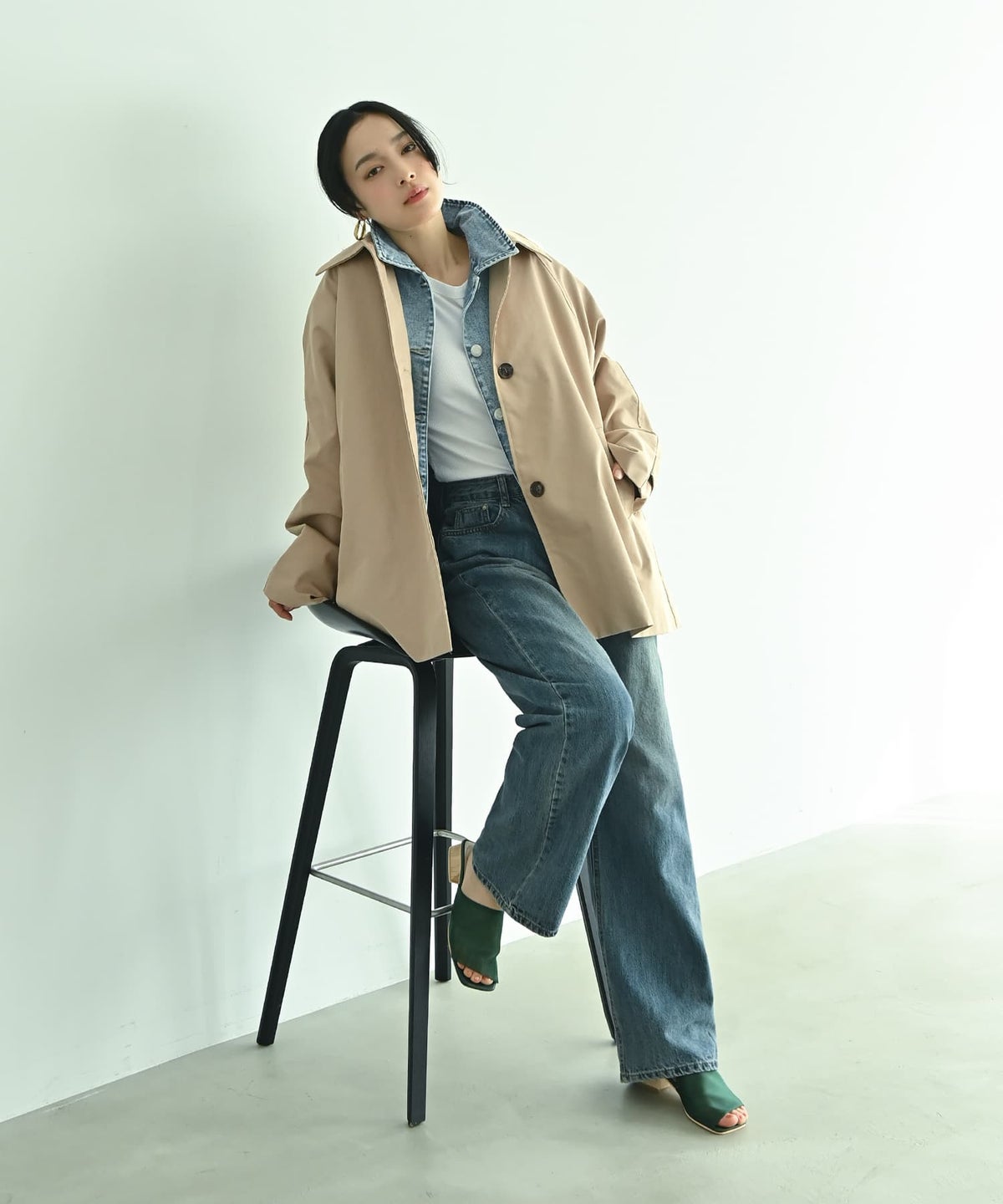 着用イメージ 167cm ベージュ