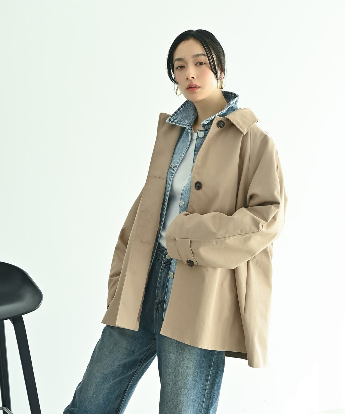 着用イメージ 167cm ベージュ