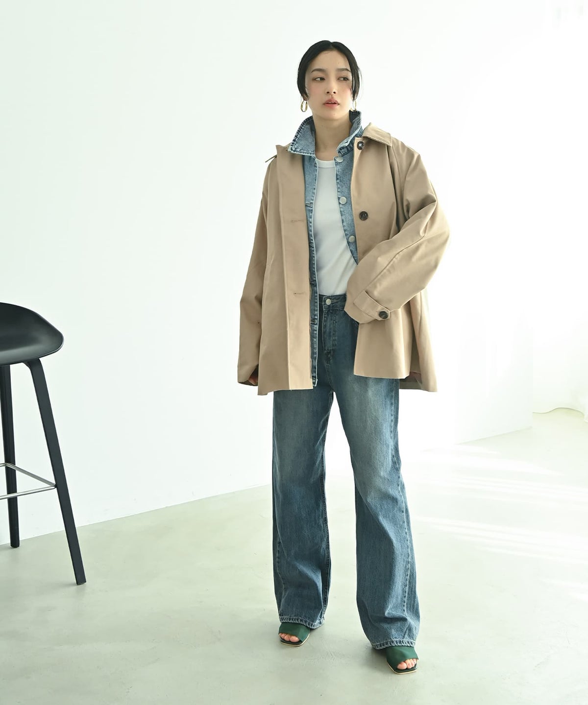 着用イメージ 167cm ベージュ