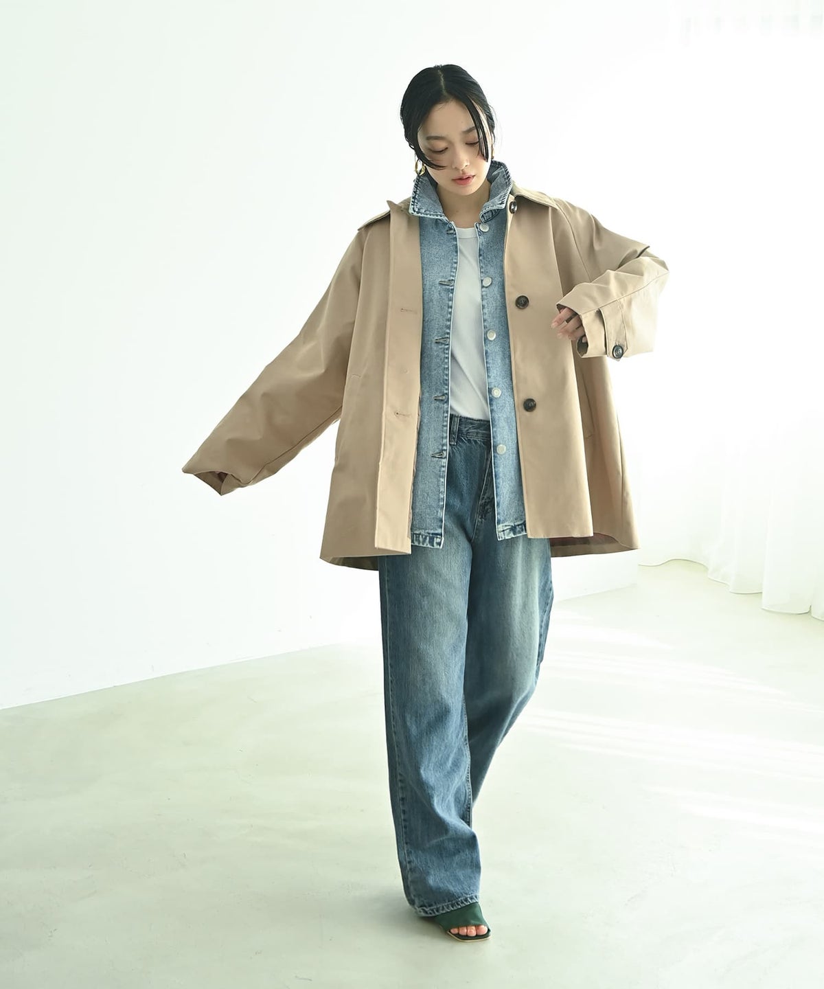 着用イメージ 167cm ベージュ