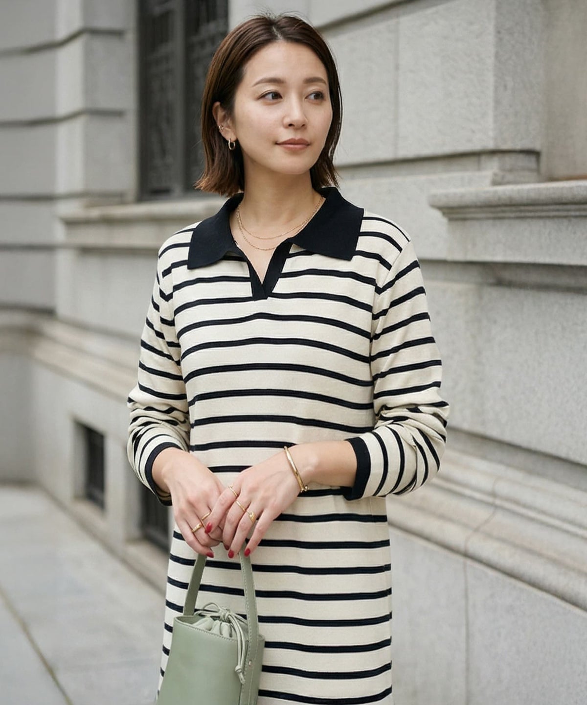 着用イメージ 163cm ベージュミックス