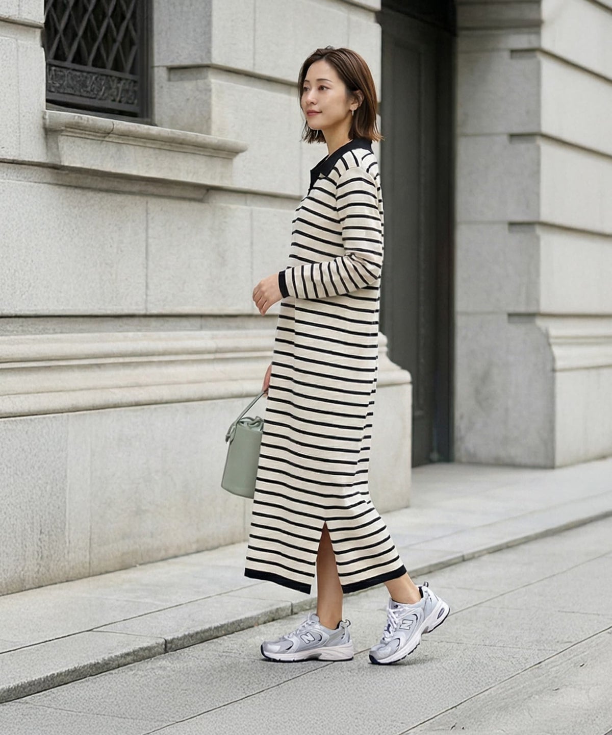 着用イメージ 163cm ベージュミックス