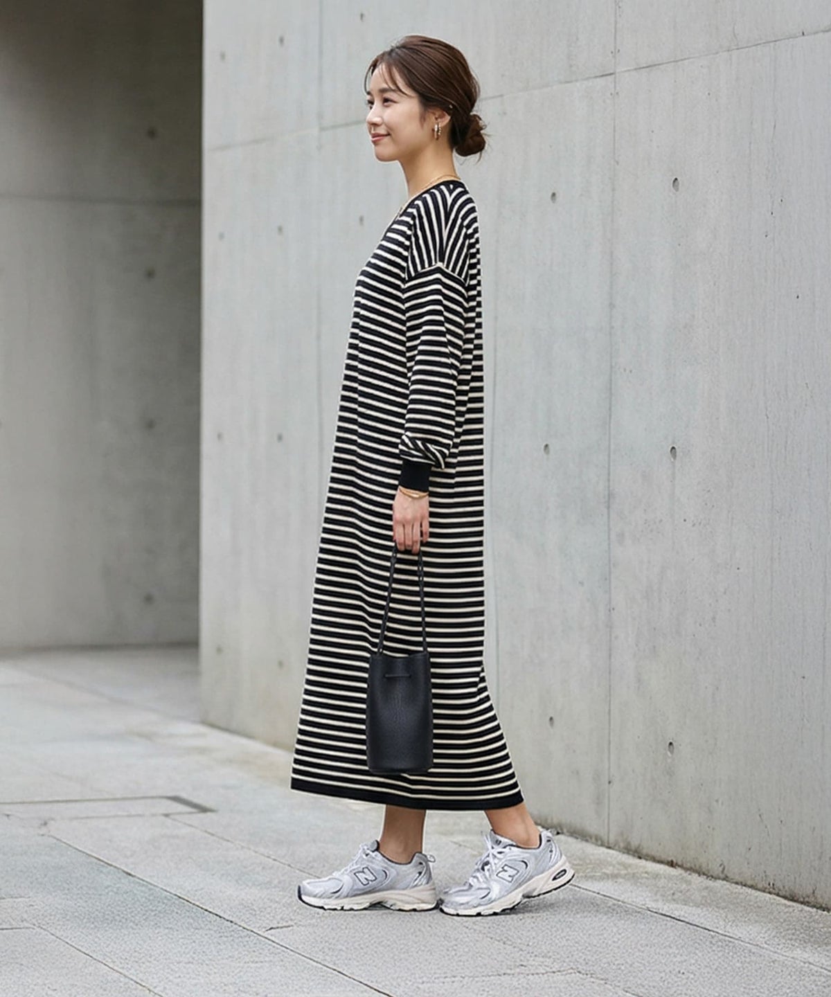 着用イメージ 163cm ブラックミックス