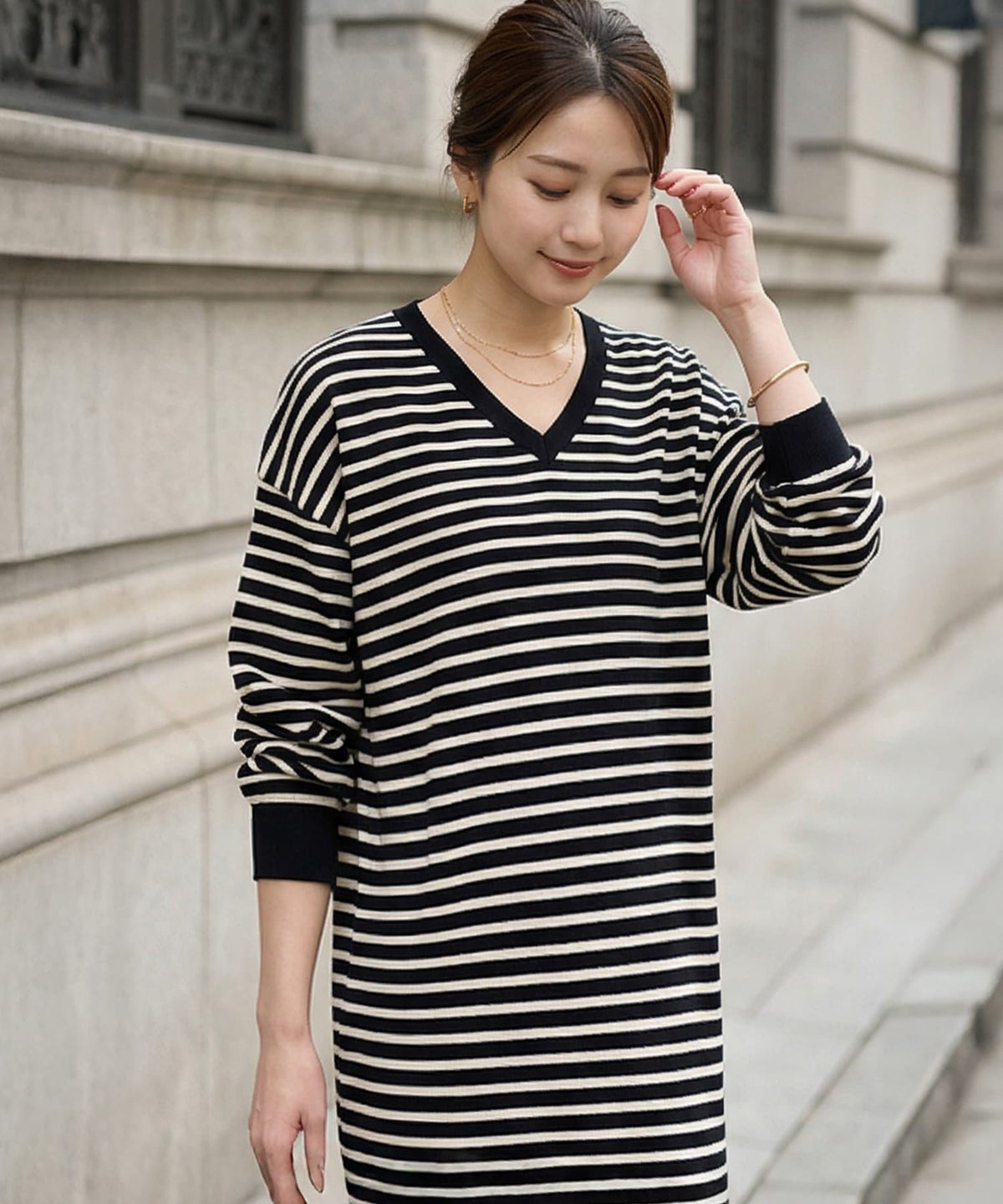 着用イメージ 163cm ブラックミックス