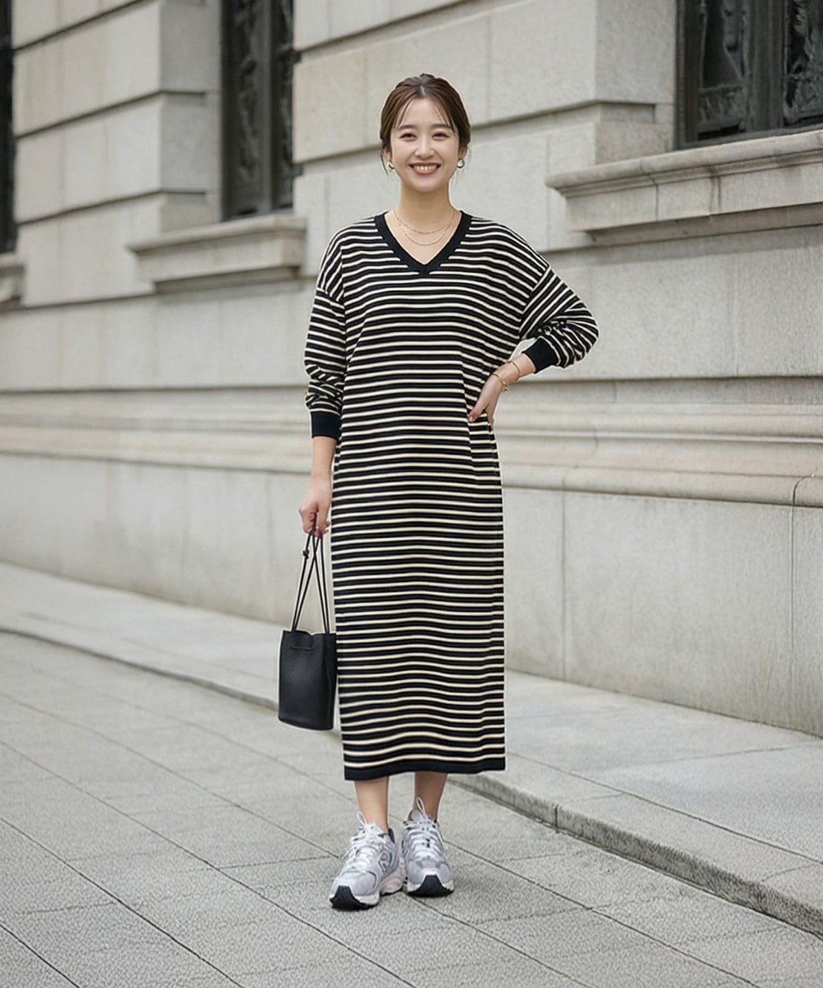 着用イメージ 163cm ブラックミックス