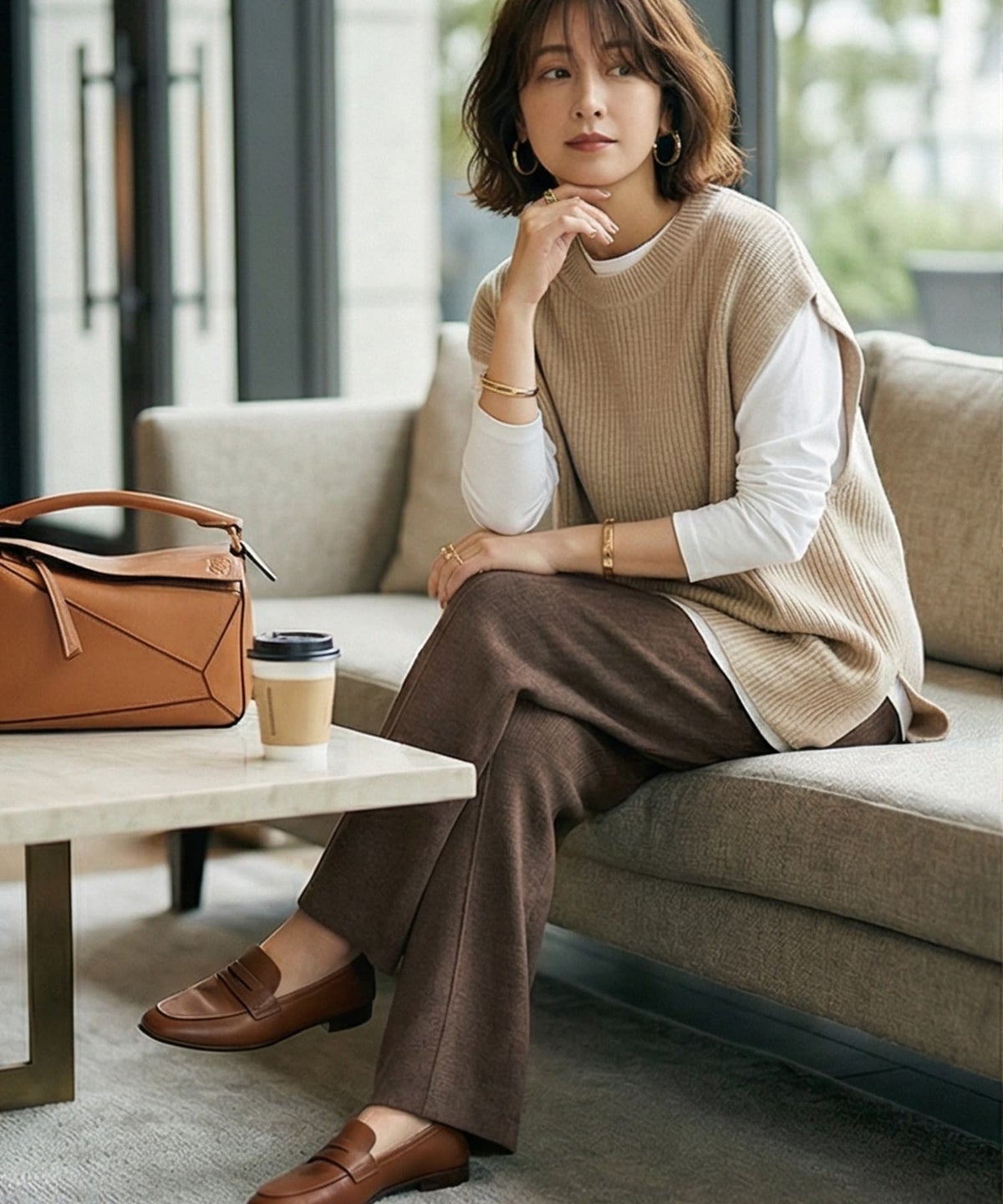 着用イメージ 163cm ダークブラウン