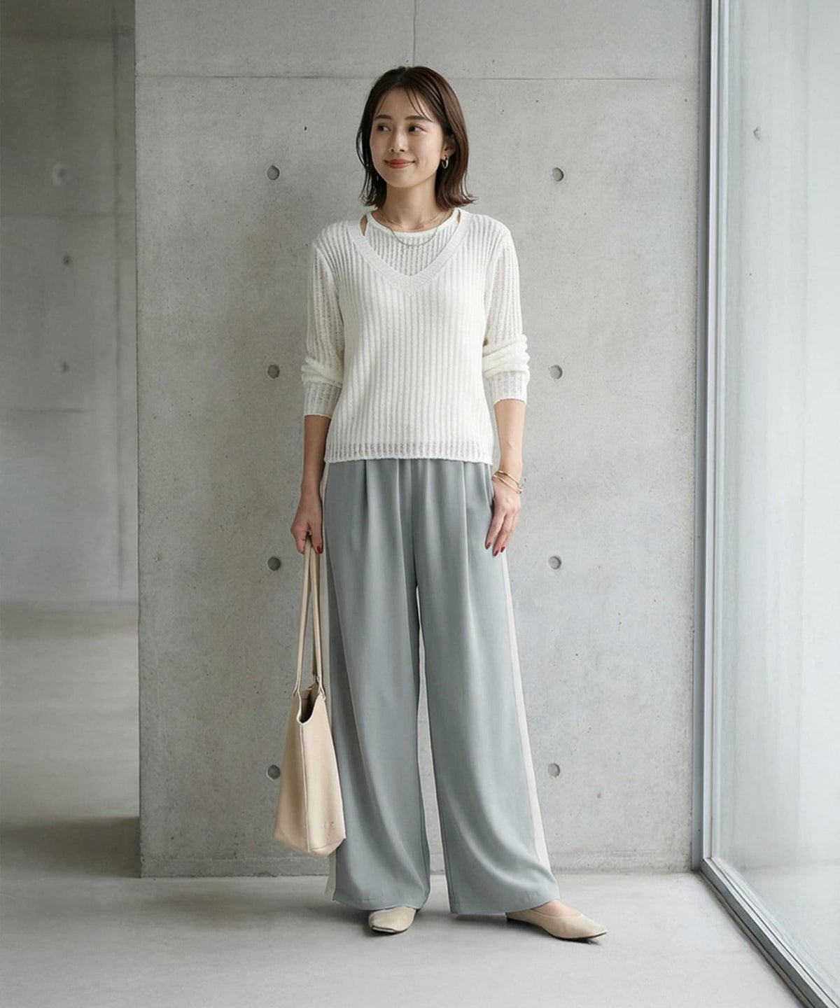 着用イメージ 163cm ブルーグレー