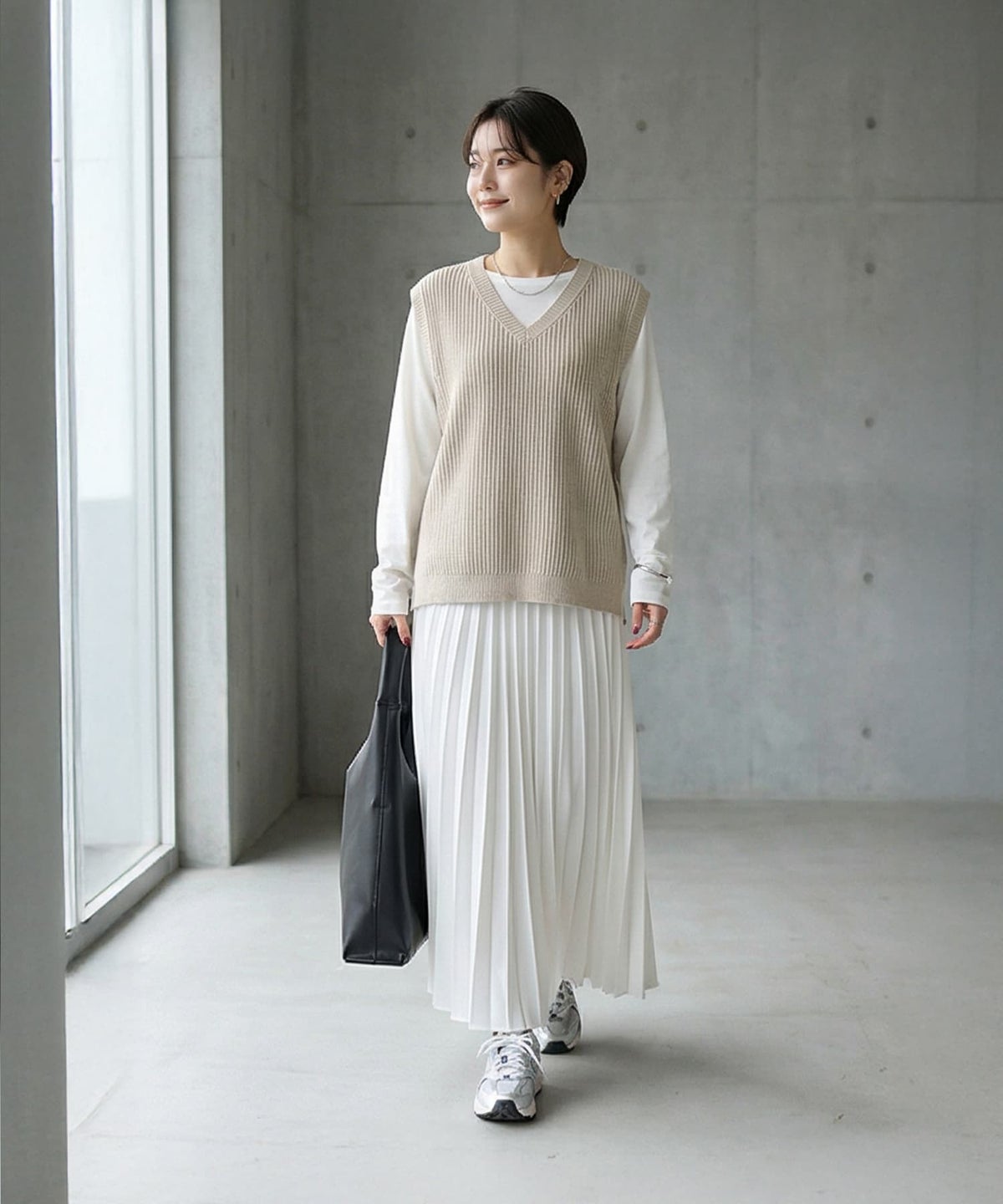 着用イメージ 163cm ベージュ