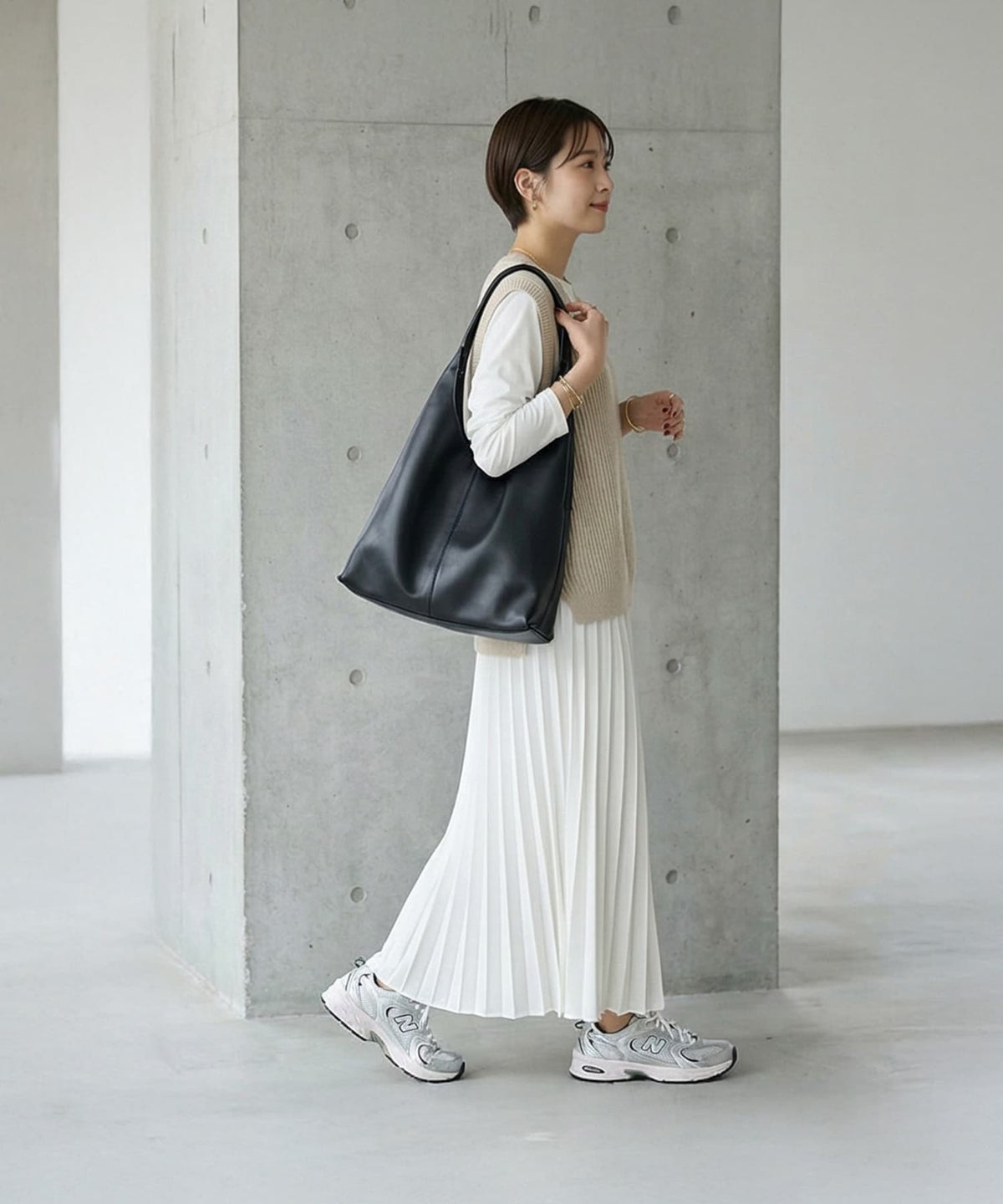 着用イメージ 163cm ベージュ