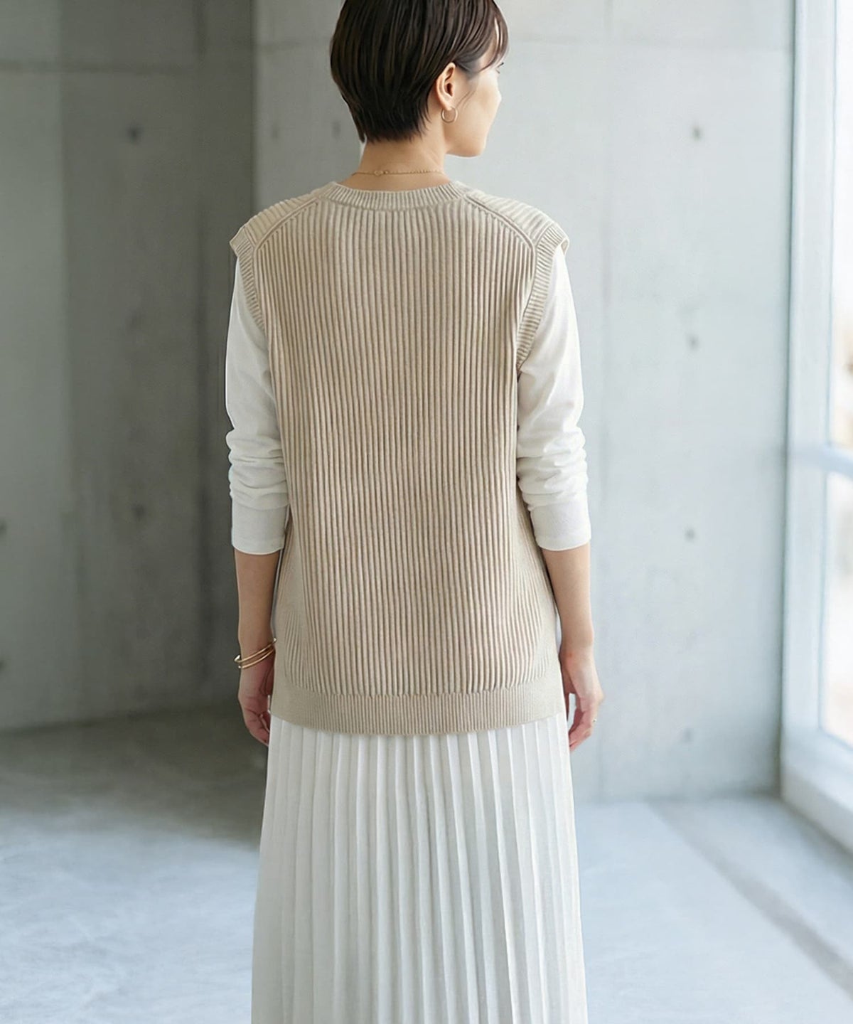 着用イメージ 163cm ベージュ