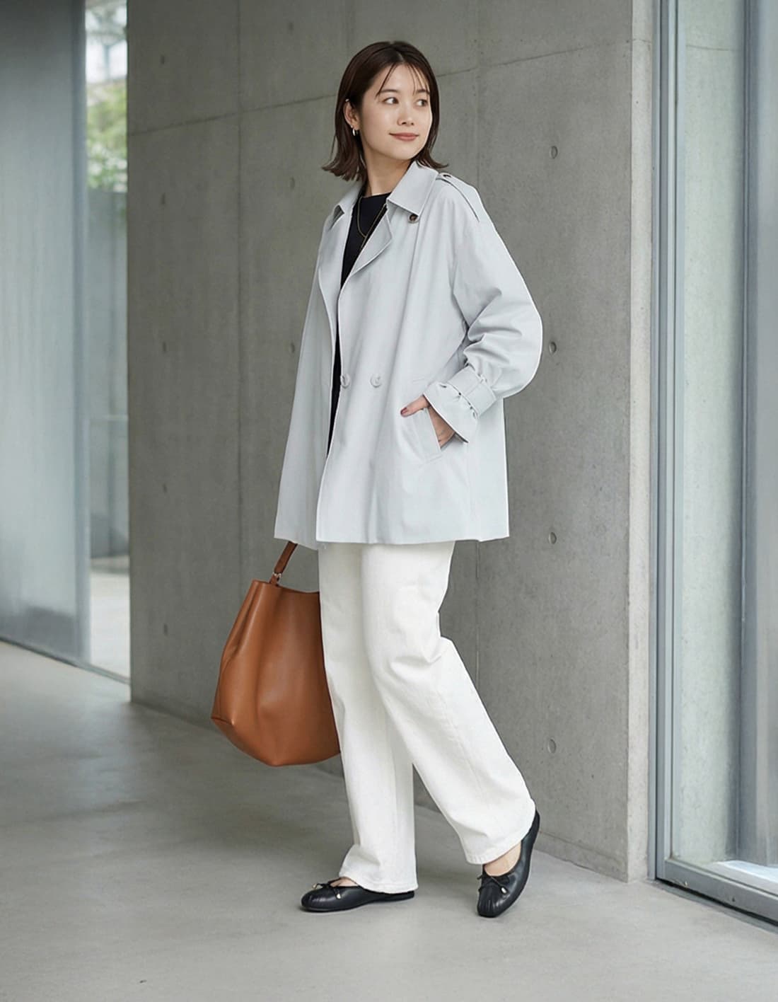 着用イメージ 163cm エアリーグレー