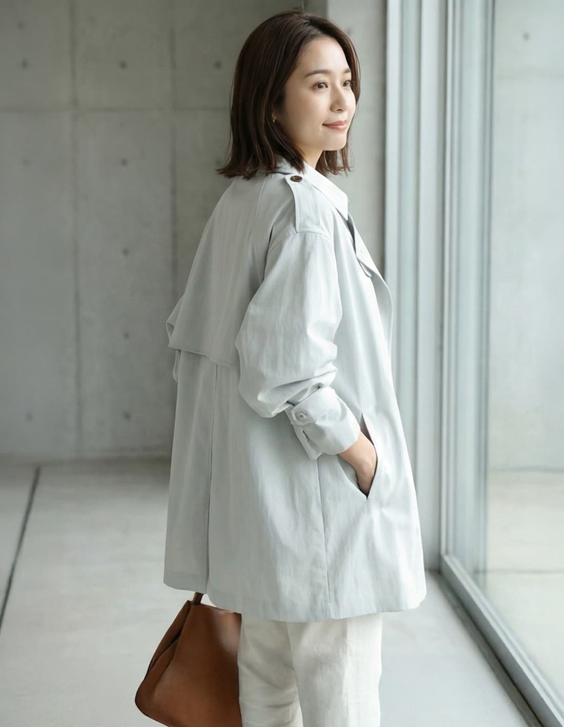 着用イメージ 163cm エアリーグレー