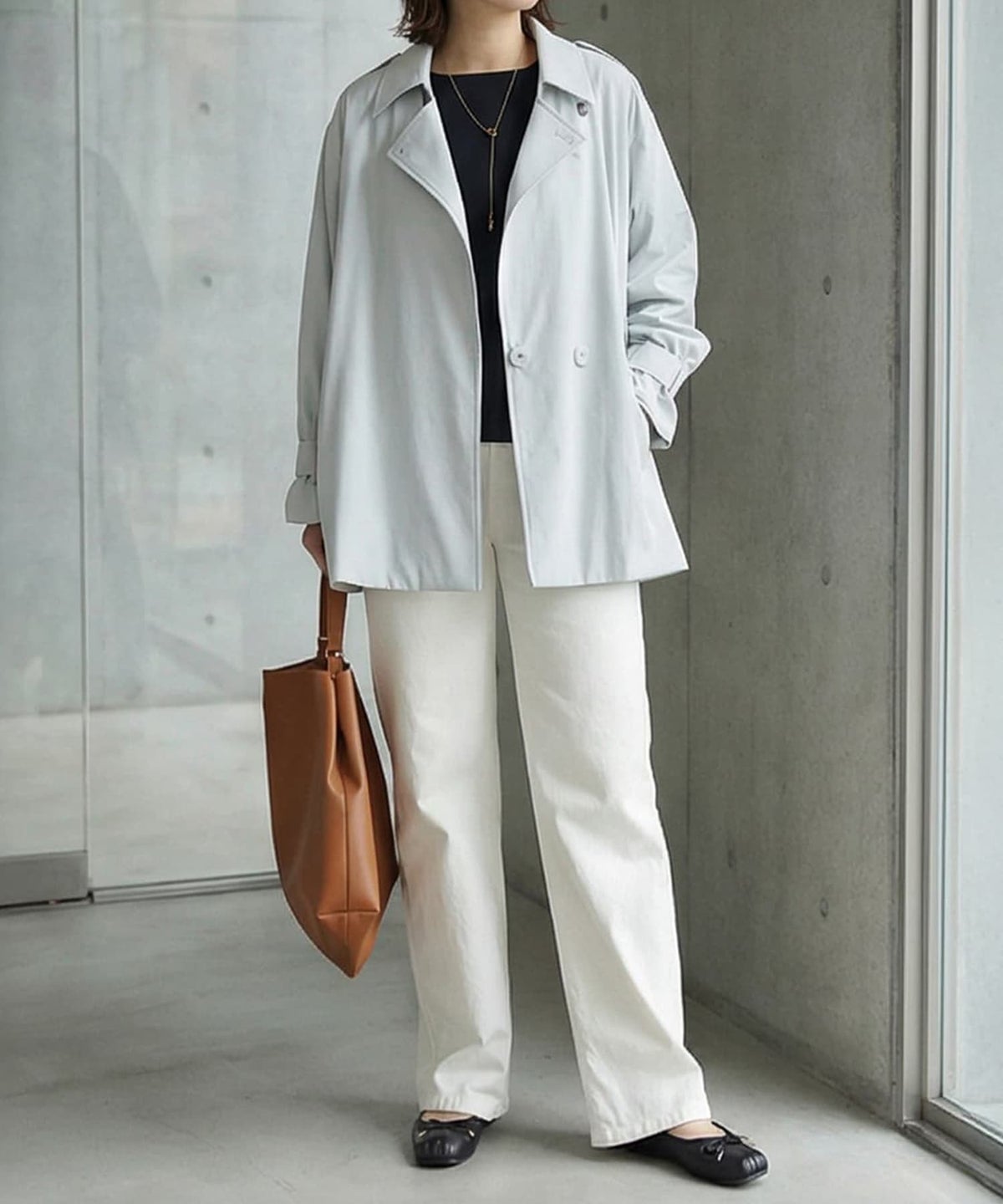 着用イメージ 163cm エアリーグレー