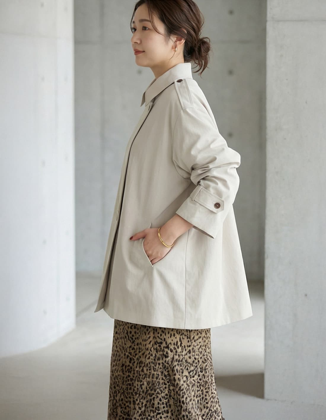 着用イメージ 163cm ライトベージュ