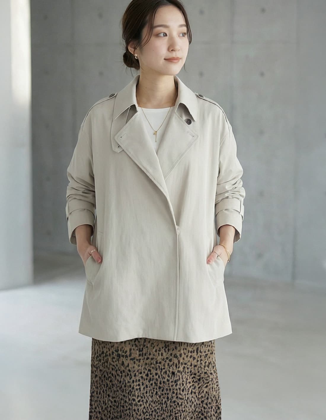 着用イメージ 163cm ライトベージュ