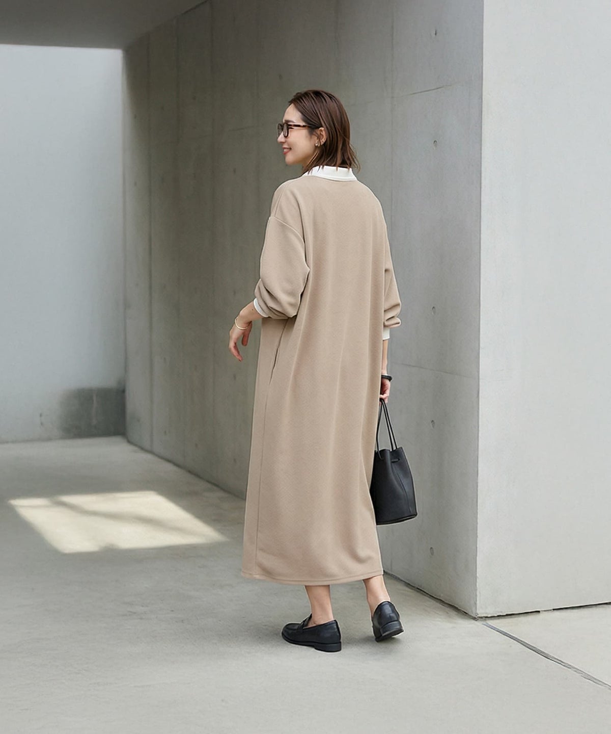 着用イメージ 163cm ベージュ
