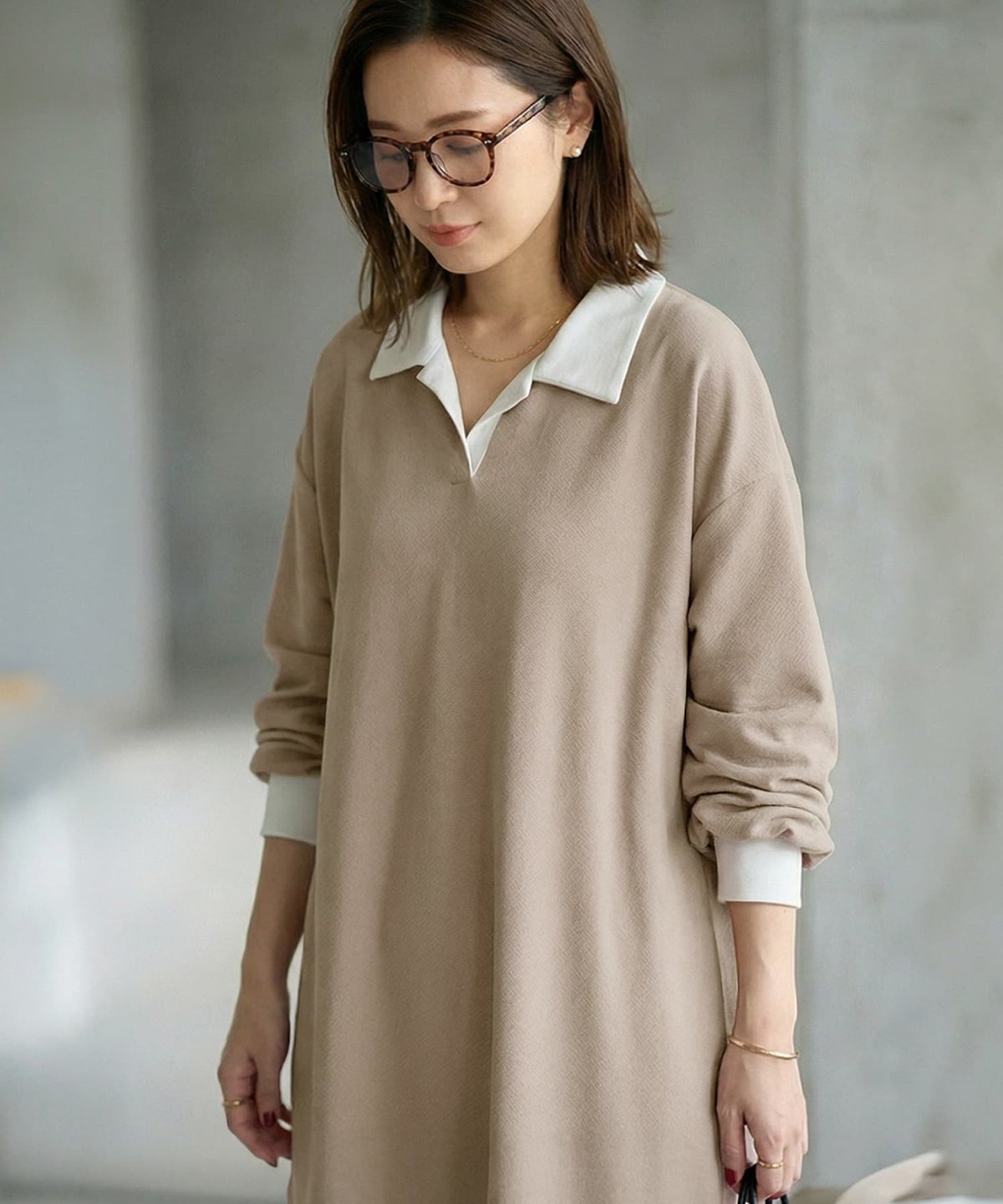 着用イメージ 163cm ベージュ