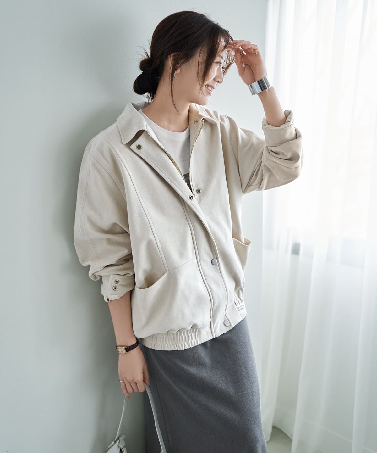 着用イメージ 166cm エクリュ