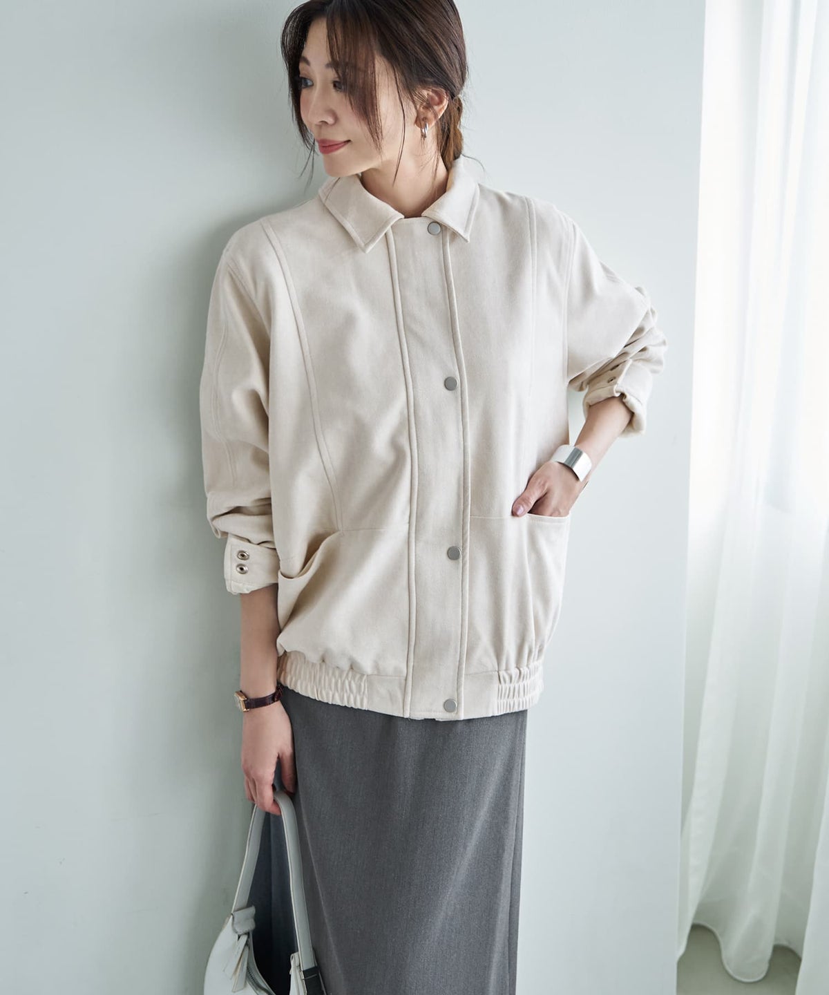 着用イメージ 166cm エクリュ