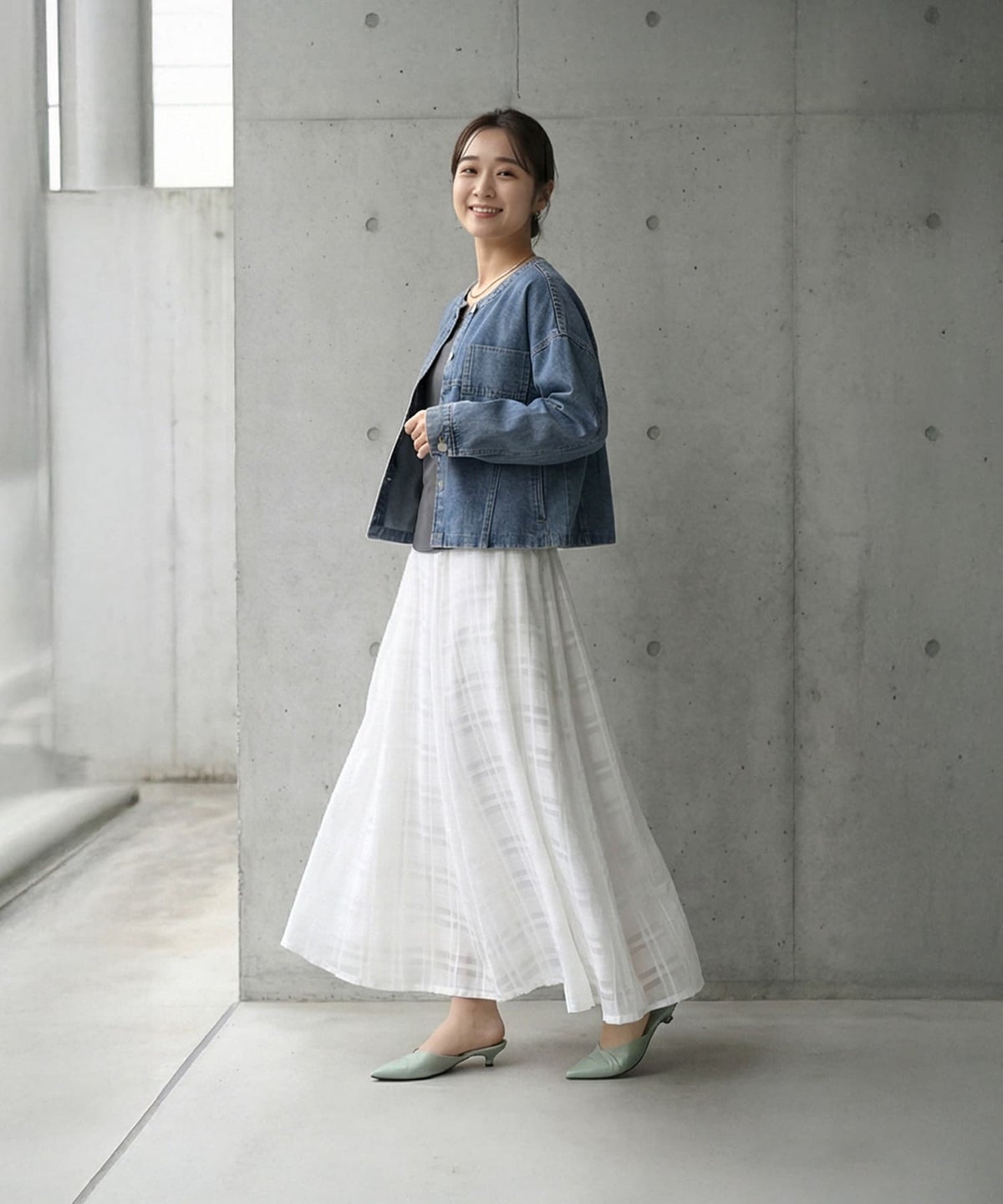 着用イメージ 163cm ライトブルー