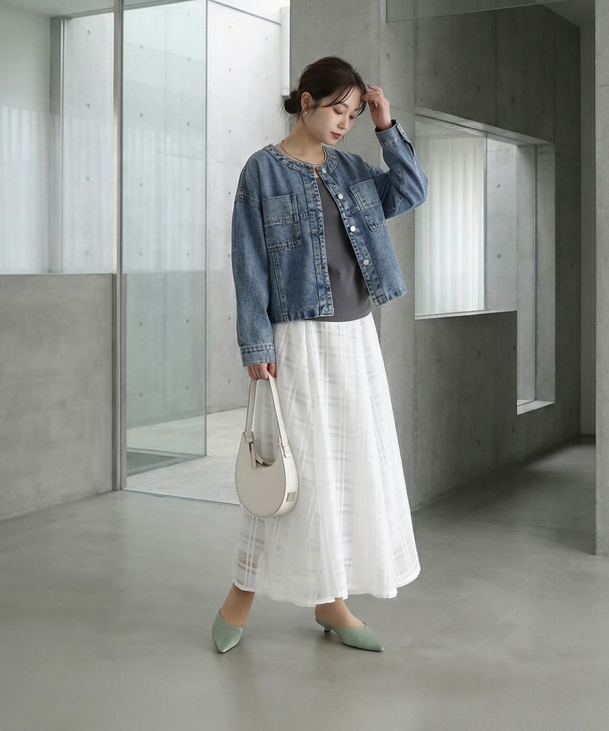 着用イメージ 163cm ライトブルー