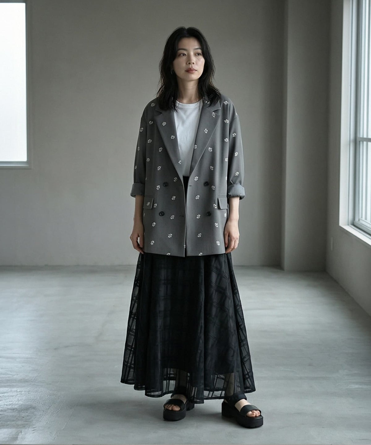着用イメージ 170cm グレー