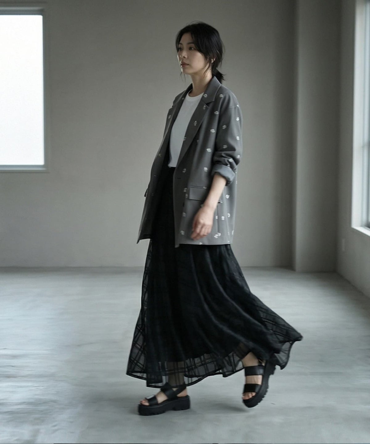 着用イメージ 170cm グレー