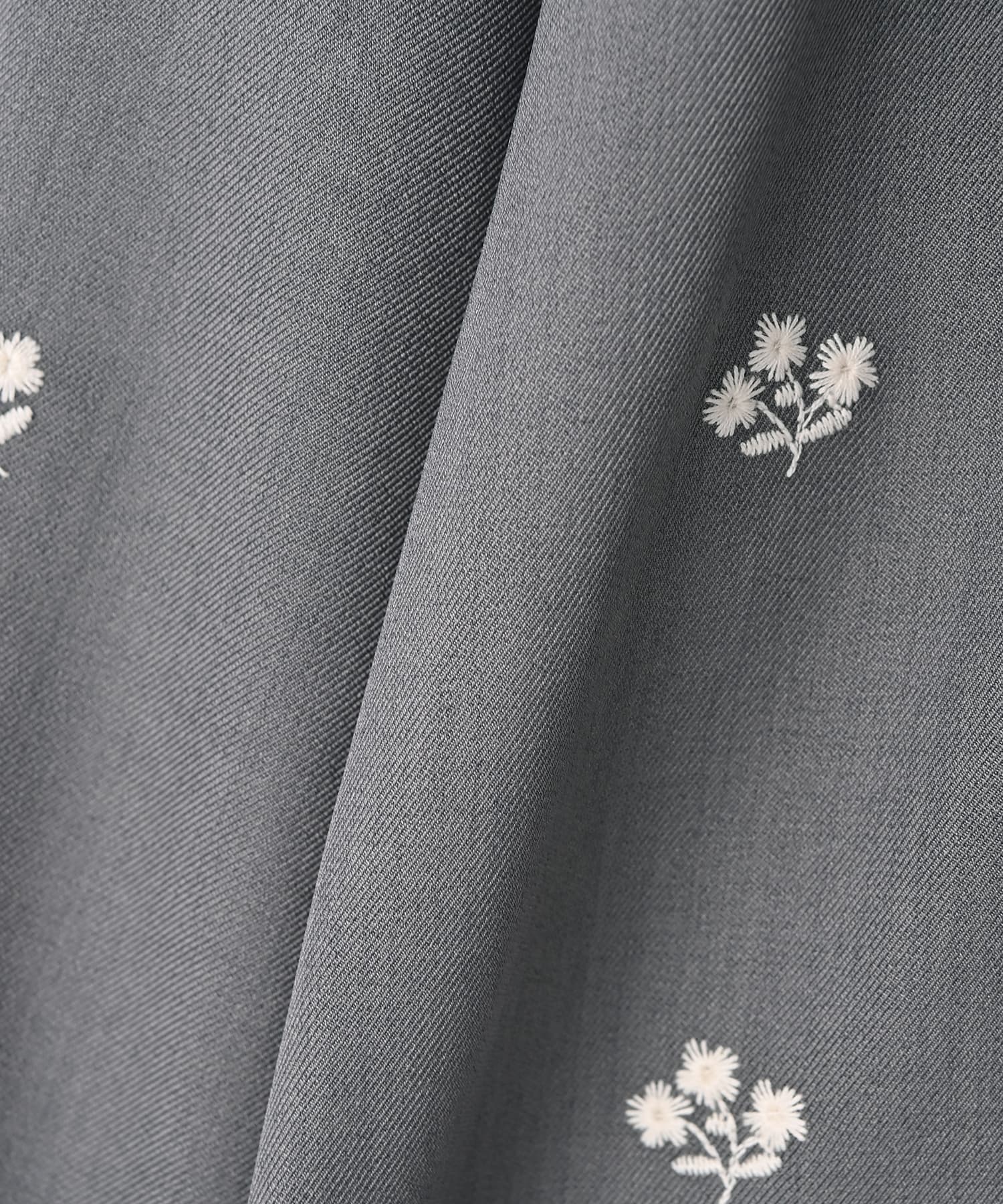 A　花刺繍 テーラードジャケット グレー BLK001】花柄刺繍ツイルテーラードジャケット | おしゃれな大人