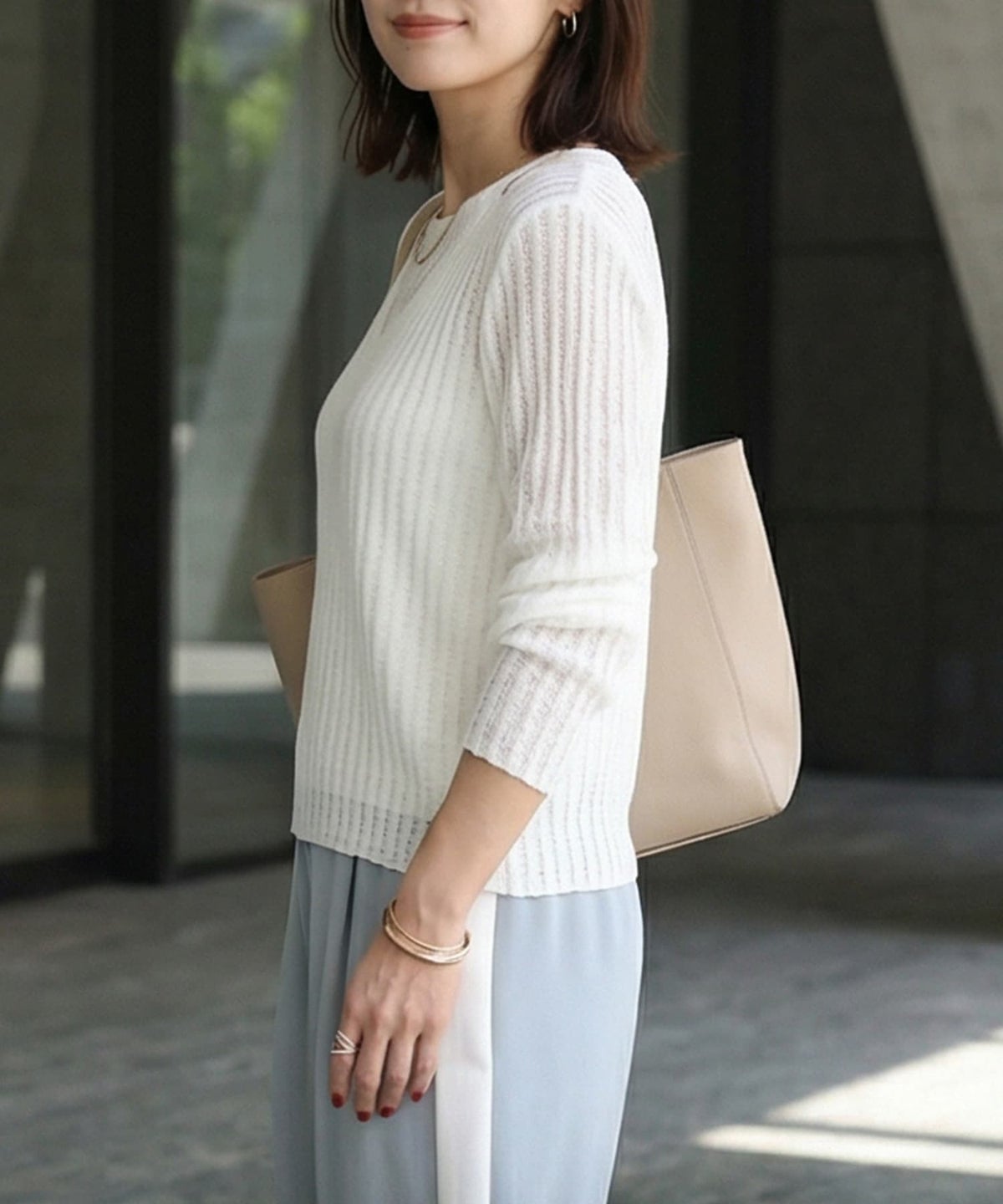 着用イメージ 163cm アイボリー