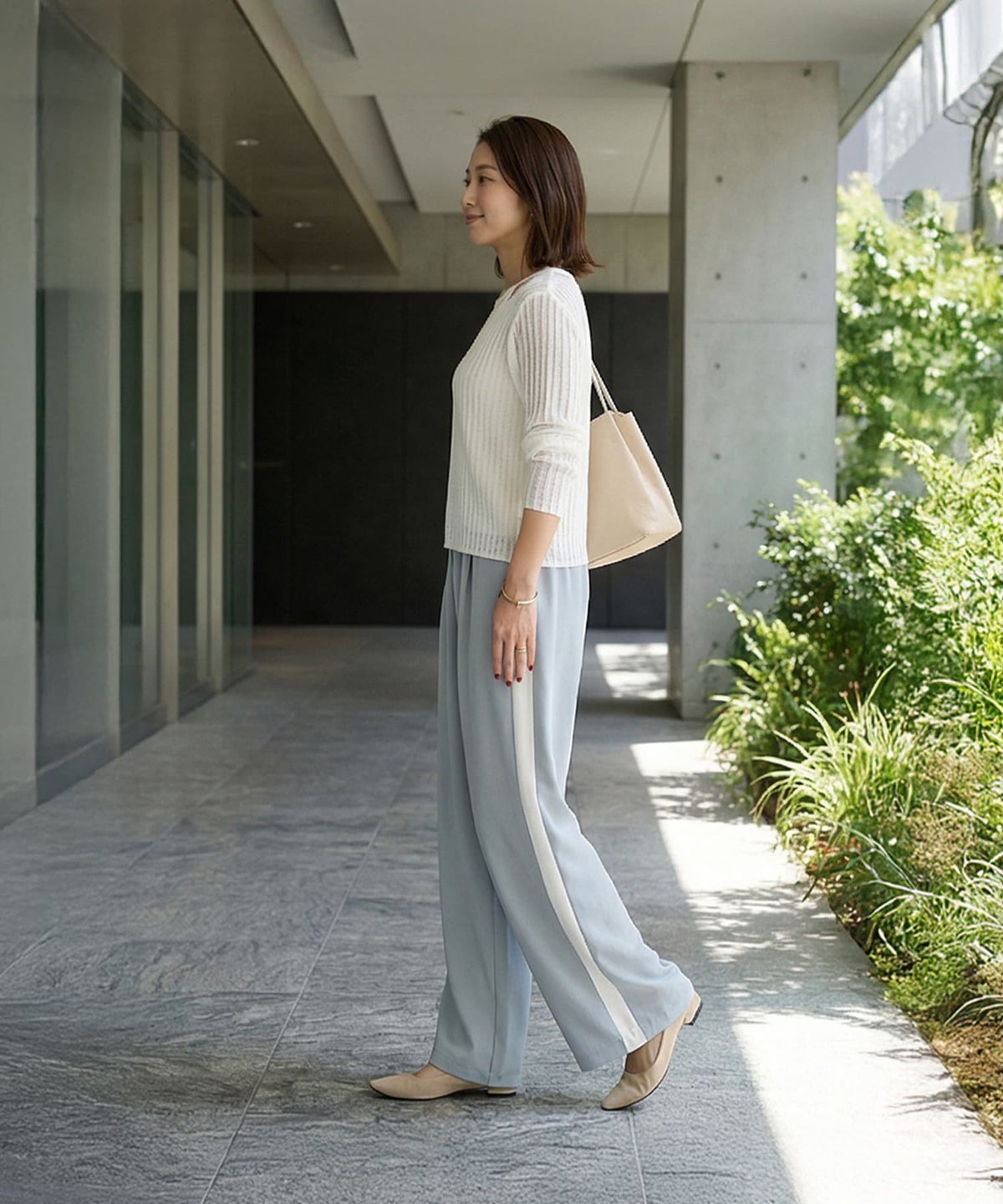 着用イメージ 163cm アイボリー