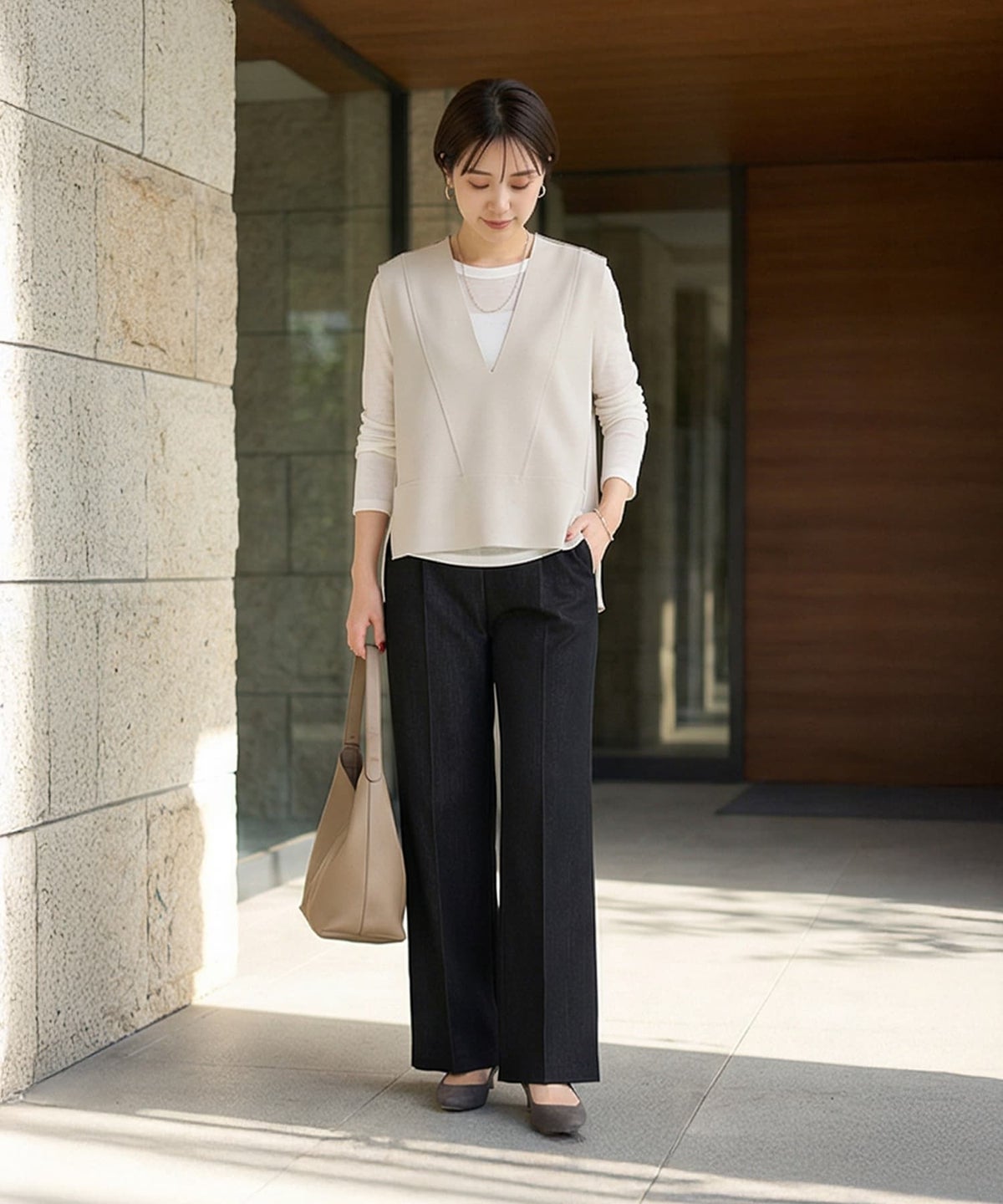 着用イメージ 163cm エクリュ