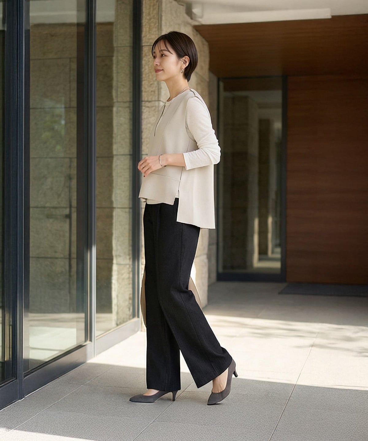 着用イメージ 163cm エクリュ