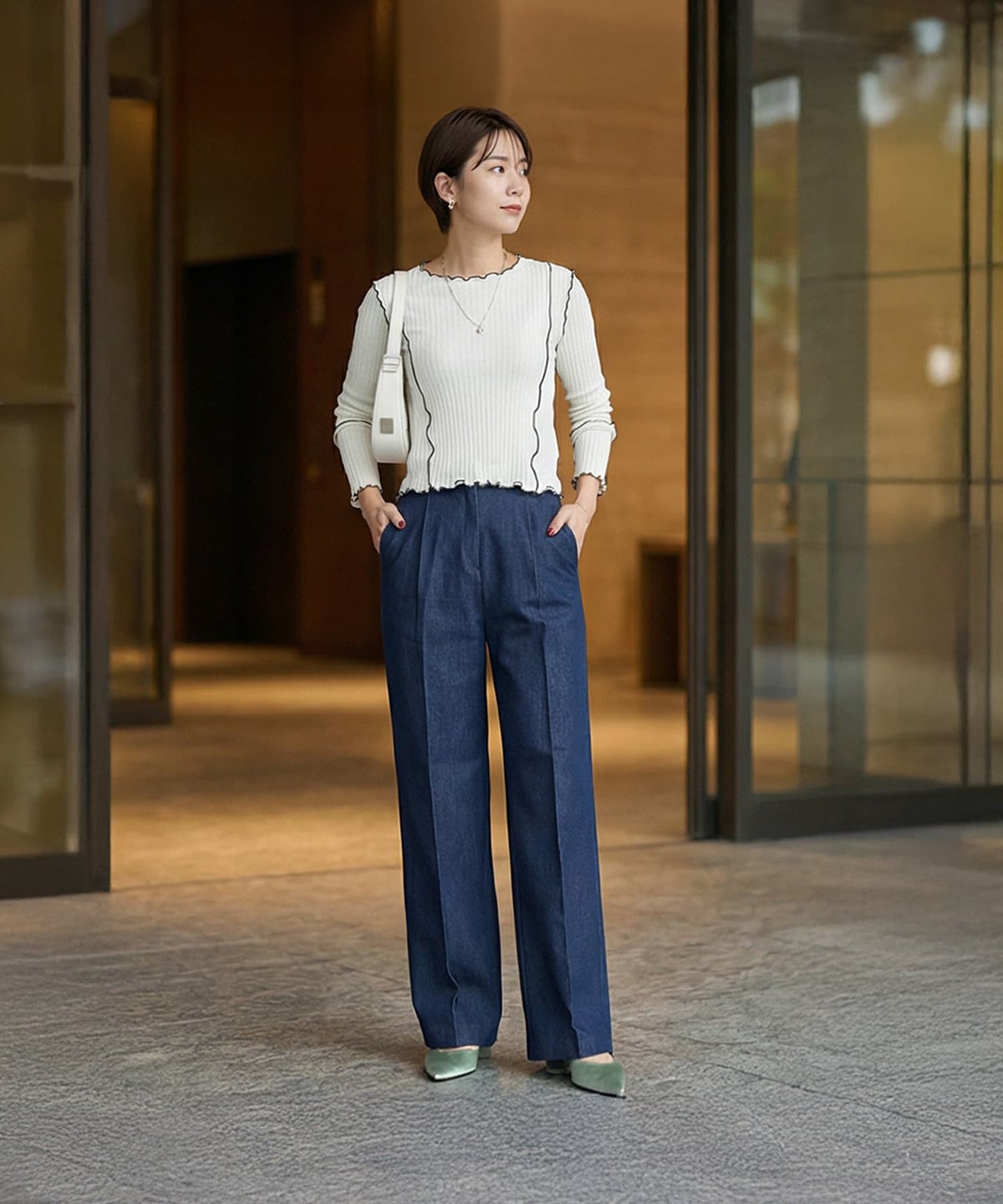 着用イメージ 163cm ネイビー Sサイズ