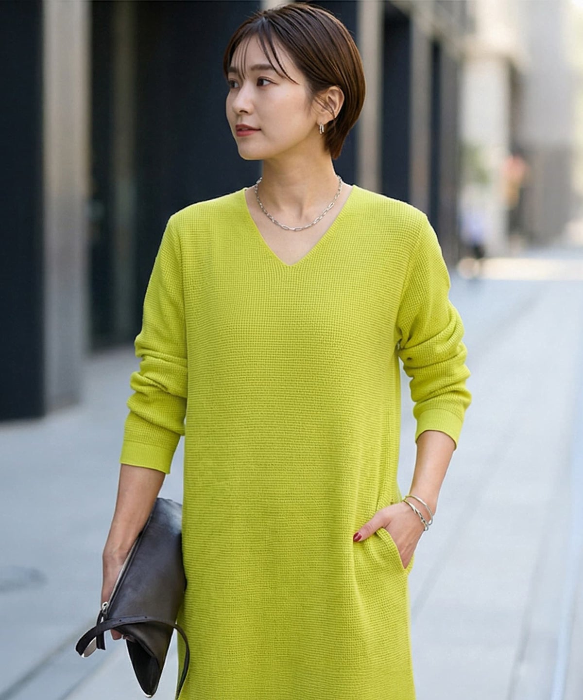 着用イメージ 163cm ライムグリーン