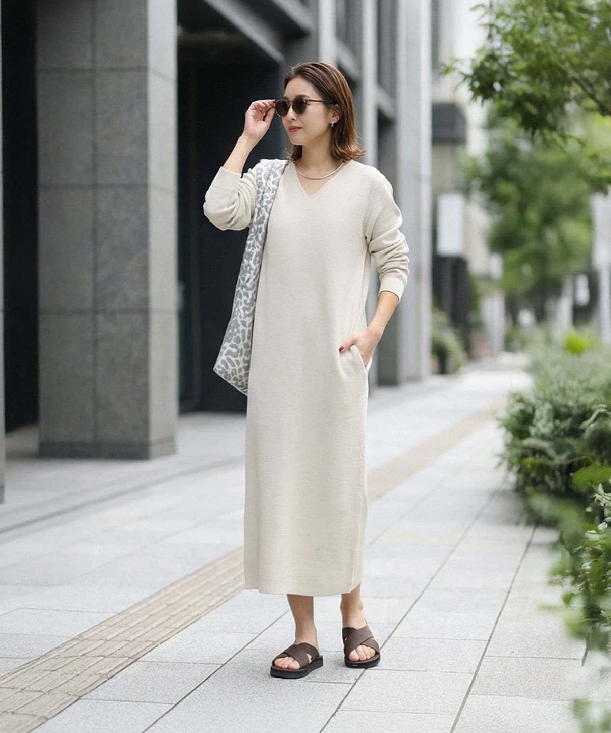 着用イメージ 163cm グレージュ