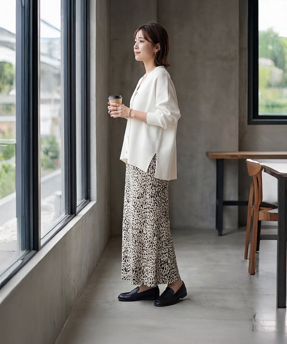 着用イメージ 163cm アイボリー