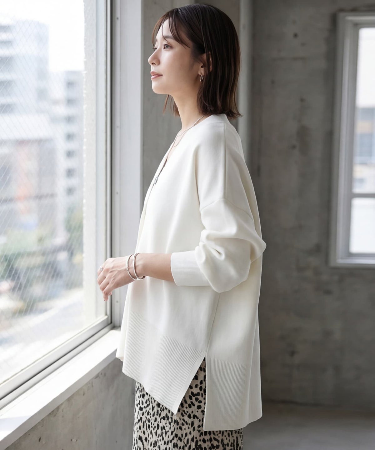 着用イメージ 163cm アイボリー