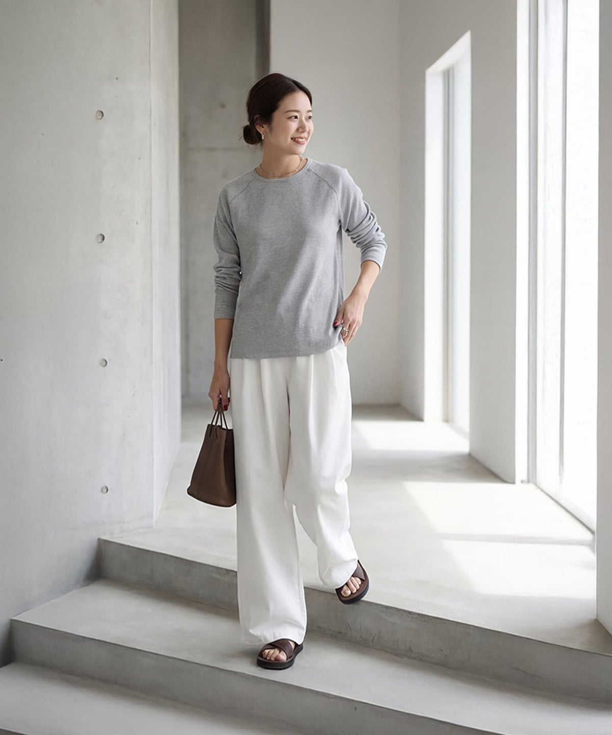 着用イメージ 163cm ライトグレー