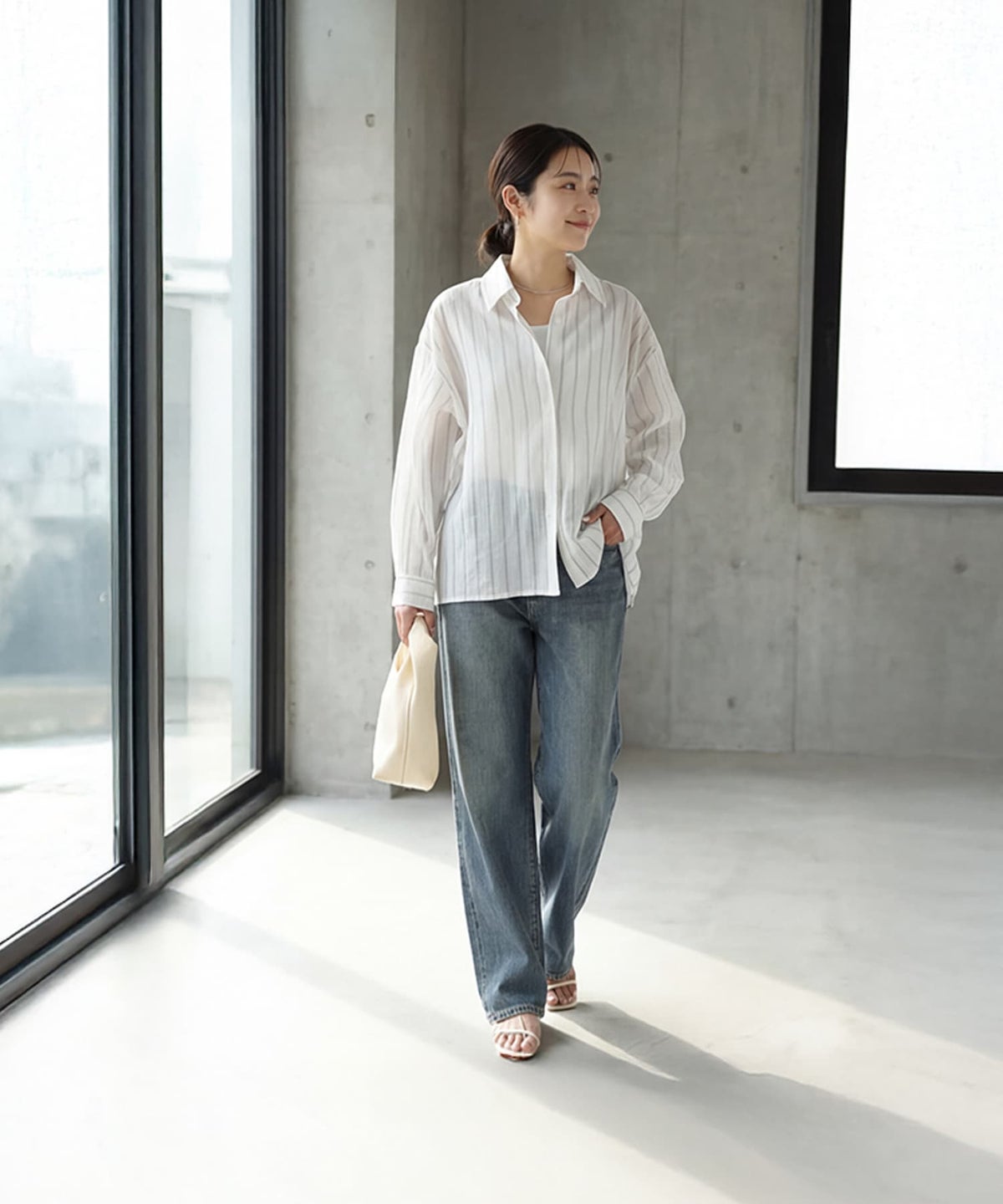 着用イメージ 163cm ホワイト