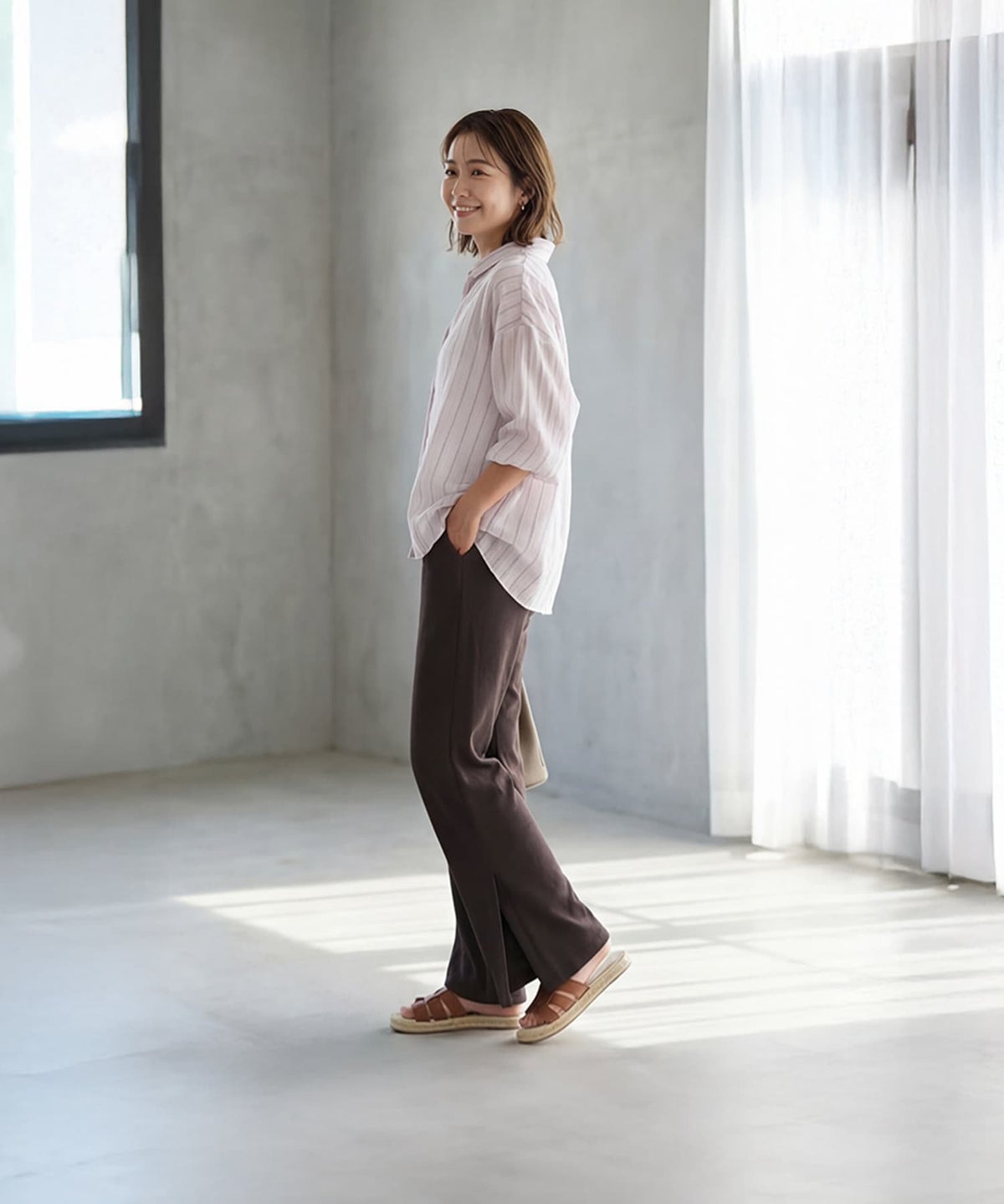 着用イメージ 163cm モーヴピンク