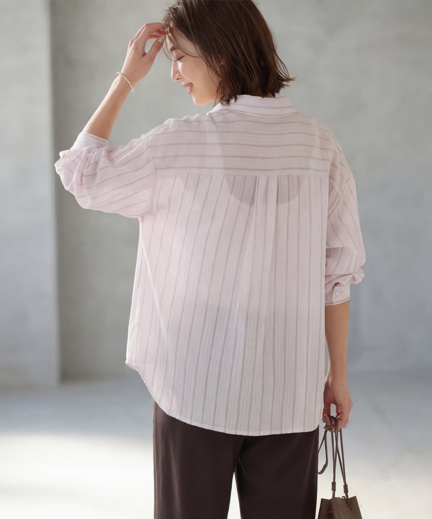 エアリーストライプロングシャツ 一部予約]エアリーストライプ柄シャツ【6月上旬頃入荷】 | おしゃれな