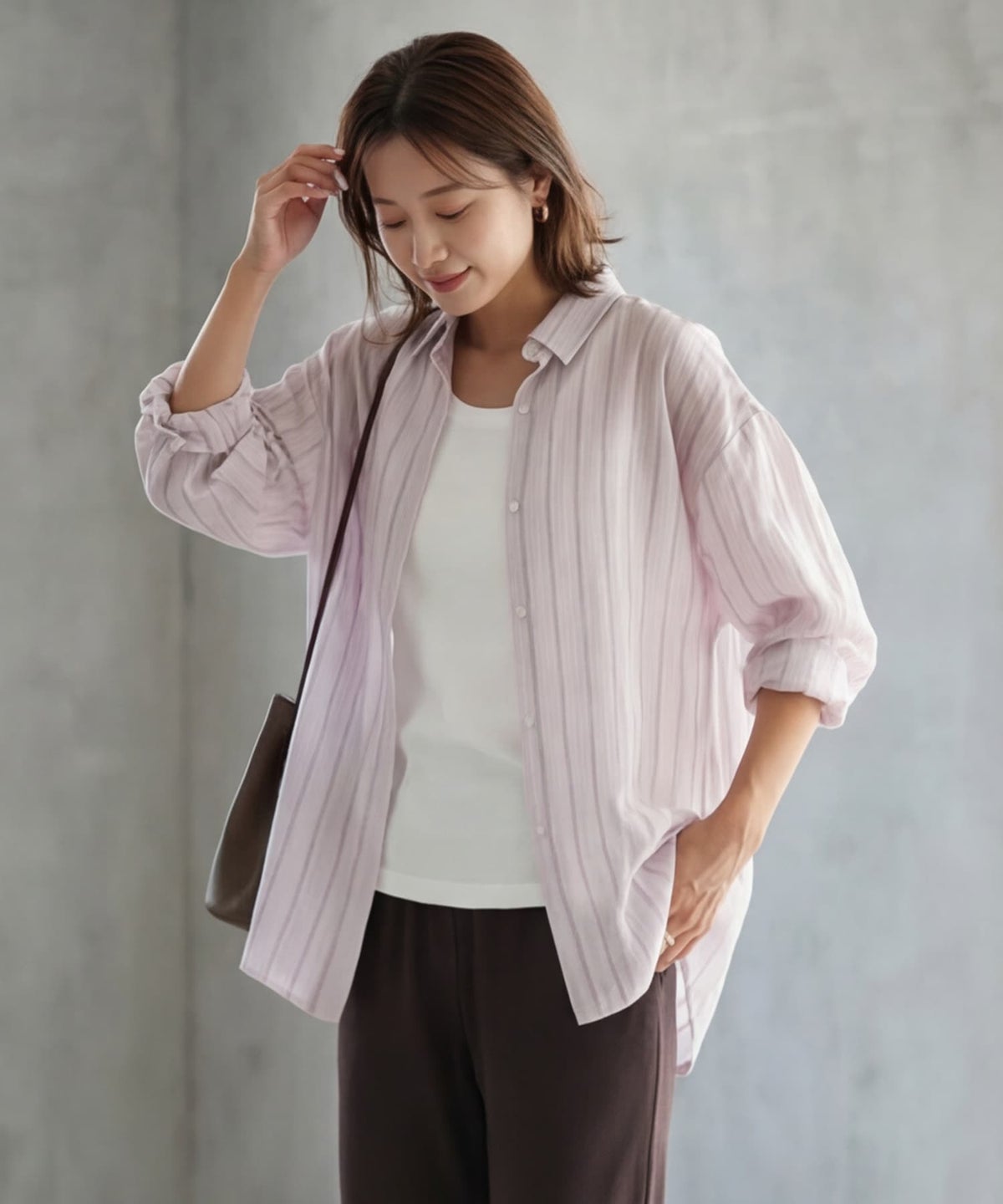 着用イメージ 163cm モーヴピンク