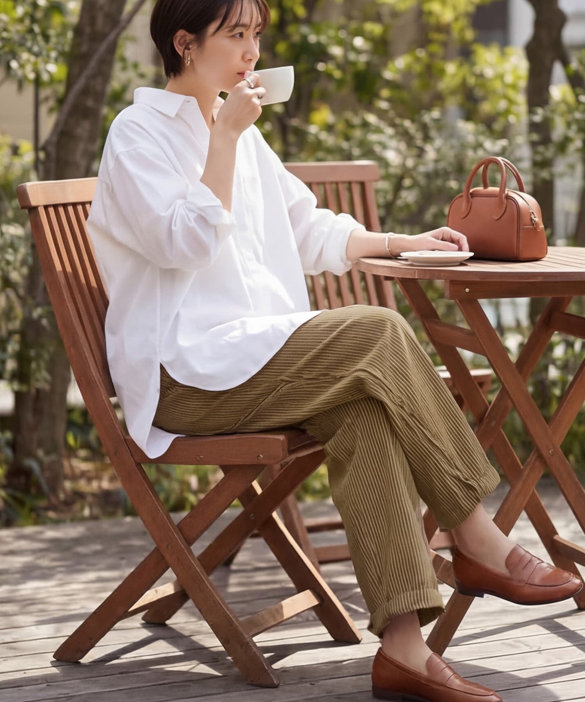 着用イメージ 163cm カーキ