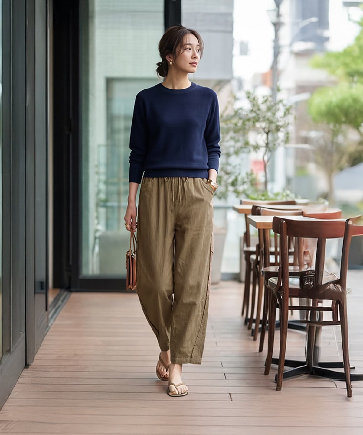 着用イメージ 163cm カーキ