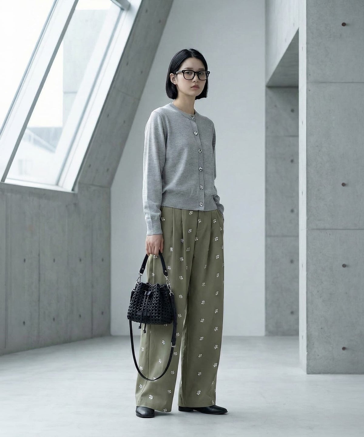 着用イメージ 170cm 杢グレー